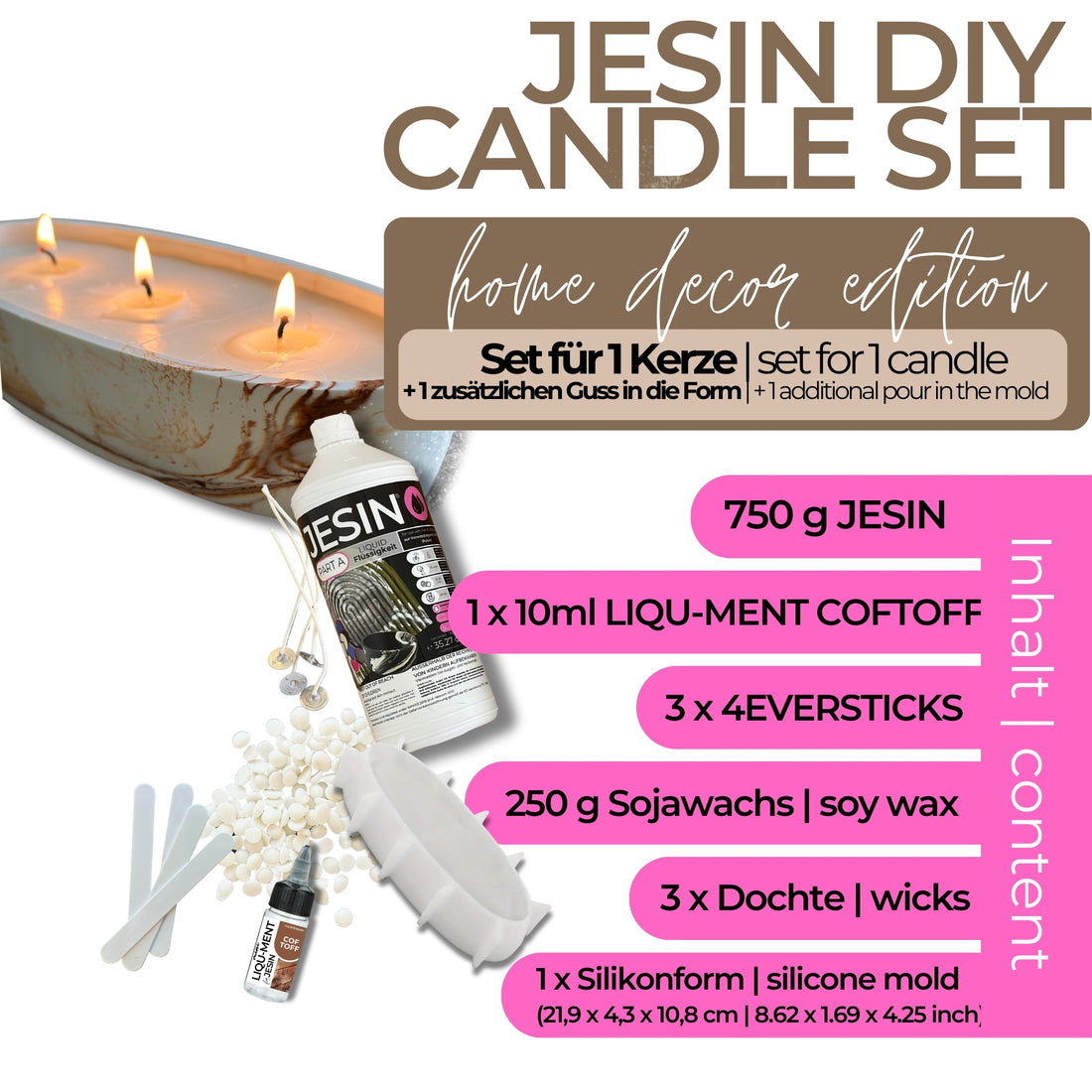 DIY JESIN CANDLE SET - Starter Set für Kerzengießen &quot;home decor edition&quot;