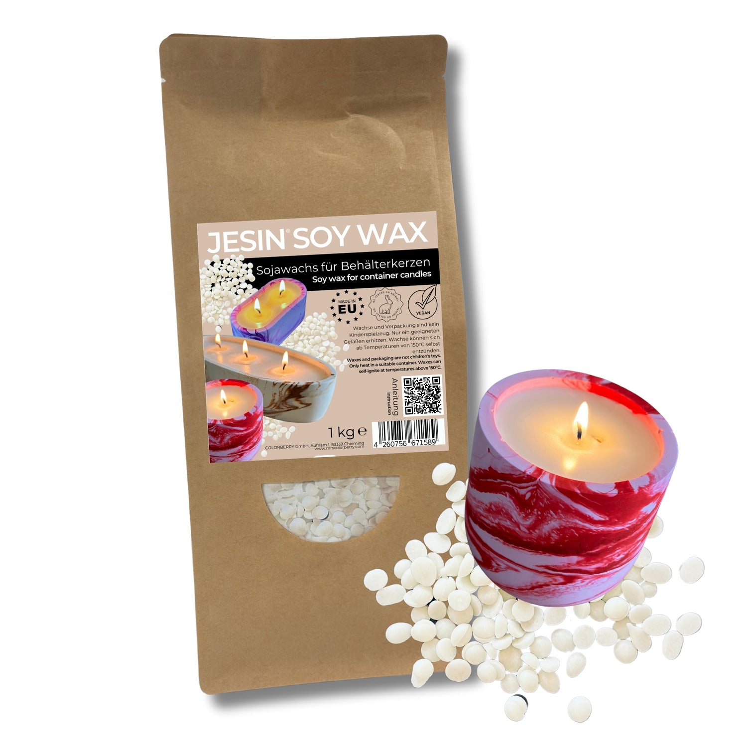 JESIN SOY WAX - premium Sojawachs für Kerzengüsse - 1 kg