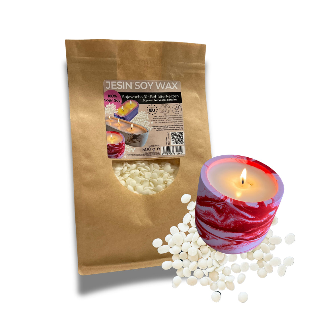 JESIN SOY WAX - premium Sojawachs für Kerzengüsse - 500 g