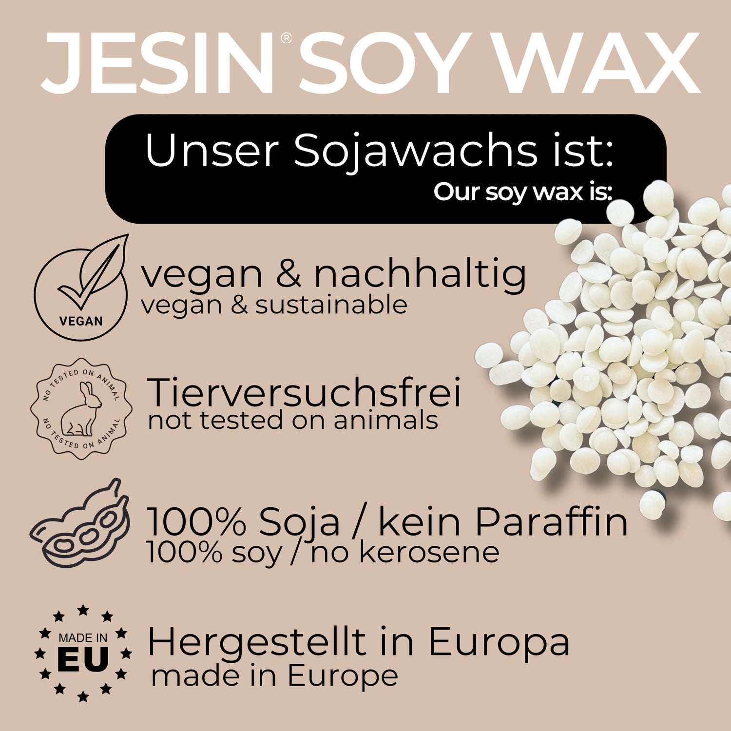 JESIN SOY WAX - premium Sojawachs für Kerzengüsse - 500 g