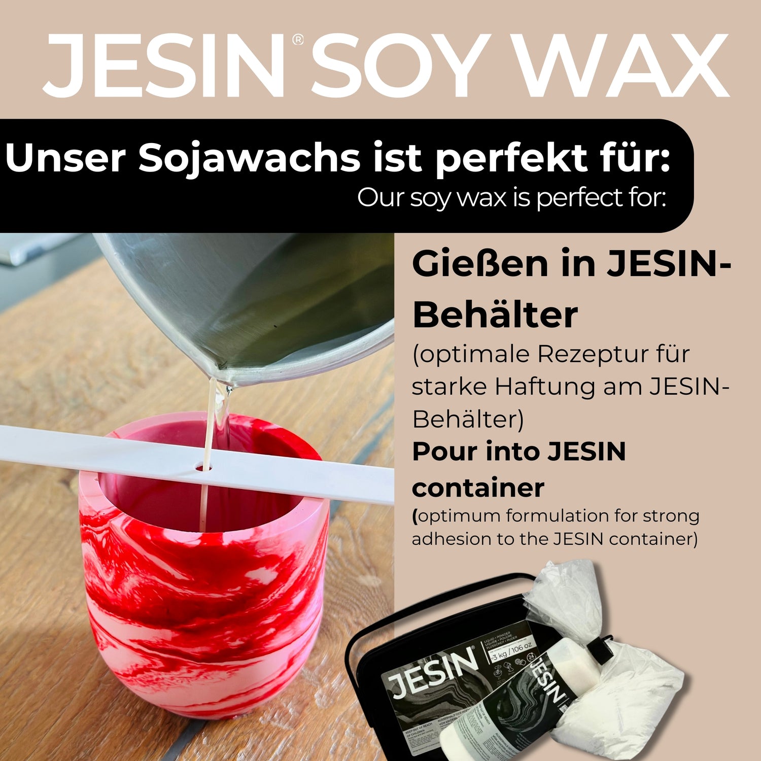 JESIN SOY WAX - premium Sojawachs für Kerzengüsse - 1 kg