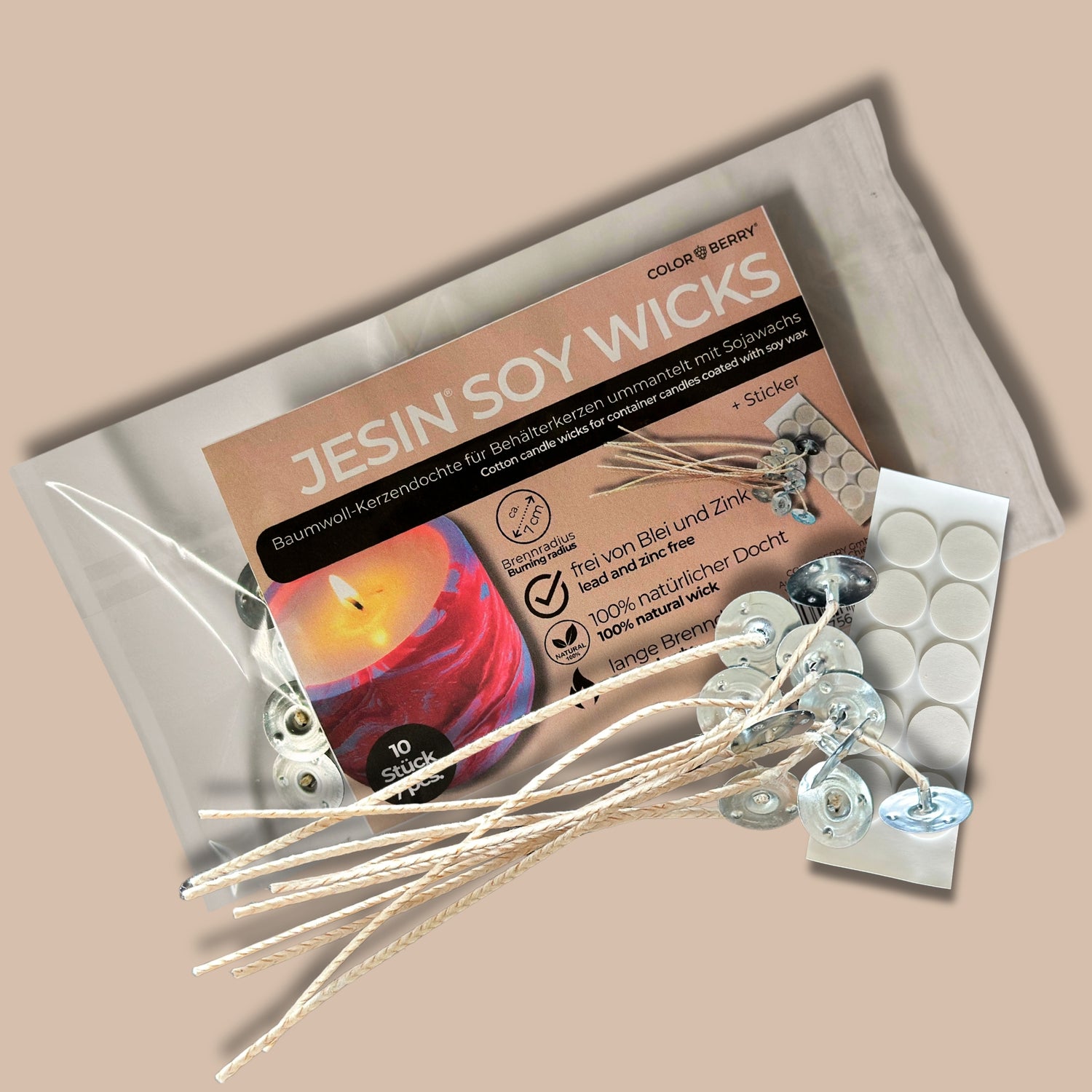 JESIN SOY WICKS - Kerzendochte - 10pc + Sticker