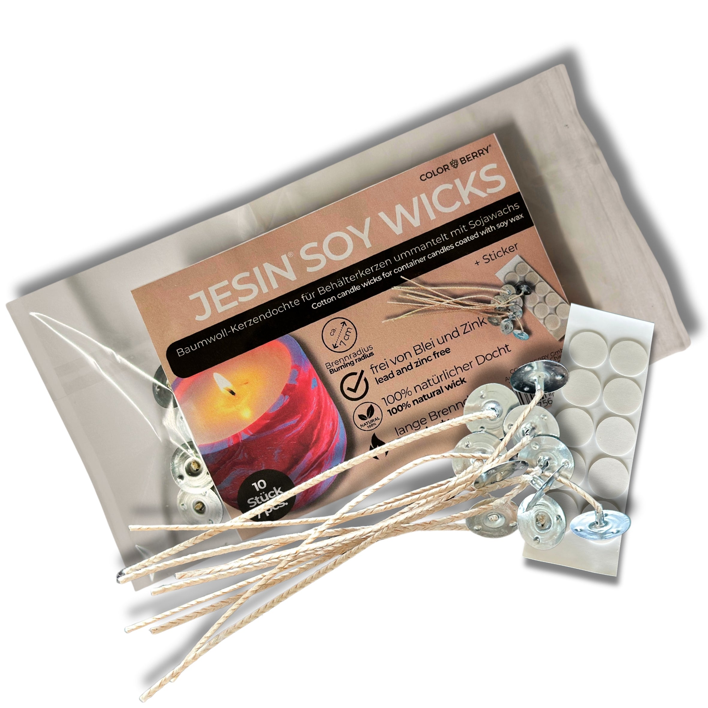 JESIN SOY WICKS - Kerzendochte - 10pc + Sticker