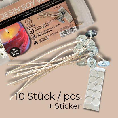 JESIN SOY WICKS - Kerzendochte - 10pc + Sticker